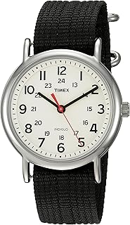 Weekender 38mm Unisex Analog Watch | INDIGLO Backlight | Adjustable Durable Nylon Fabric Slip Through Strap | 24 Hour Time