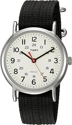 TIMEX Weekender Quartz Brass and Nylon Casual Watch, Color:Black (Model: TWC0276009J)