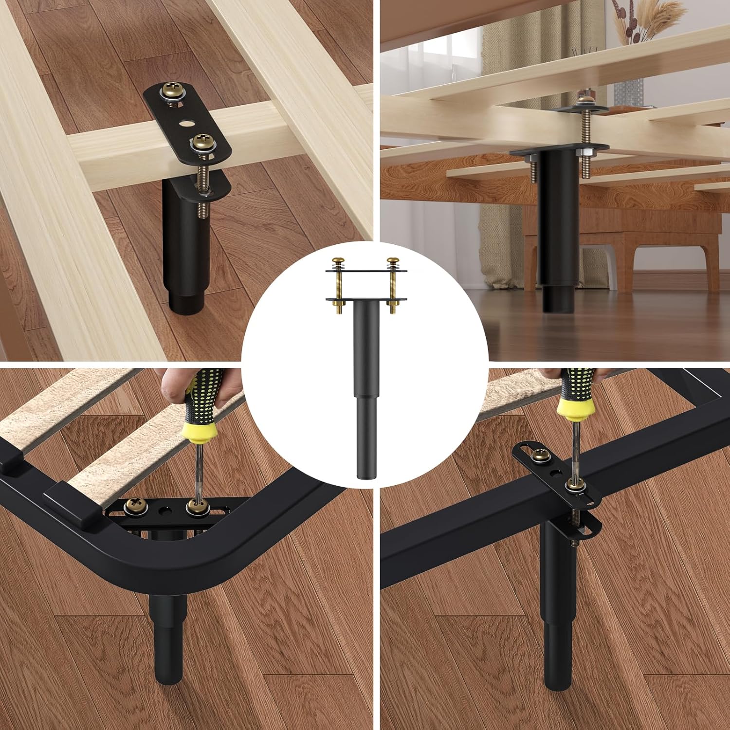 Wood Bed Frame YUEYIN 4Pcs Adjustable Height Bed Frame Support Leg
