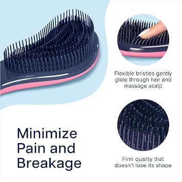 Crave Naturals Glide Thru Hair Brush - Detangler Brush for Curly, Straight, Wet or Dry Hair - Gentle Detangling Brushes for Adults, Kids, Toddlers - Hair Accessories for Women, 7.5x3 - Pink