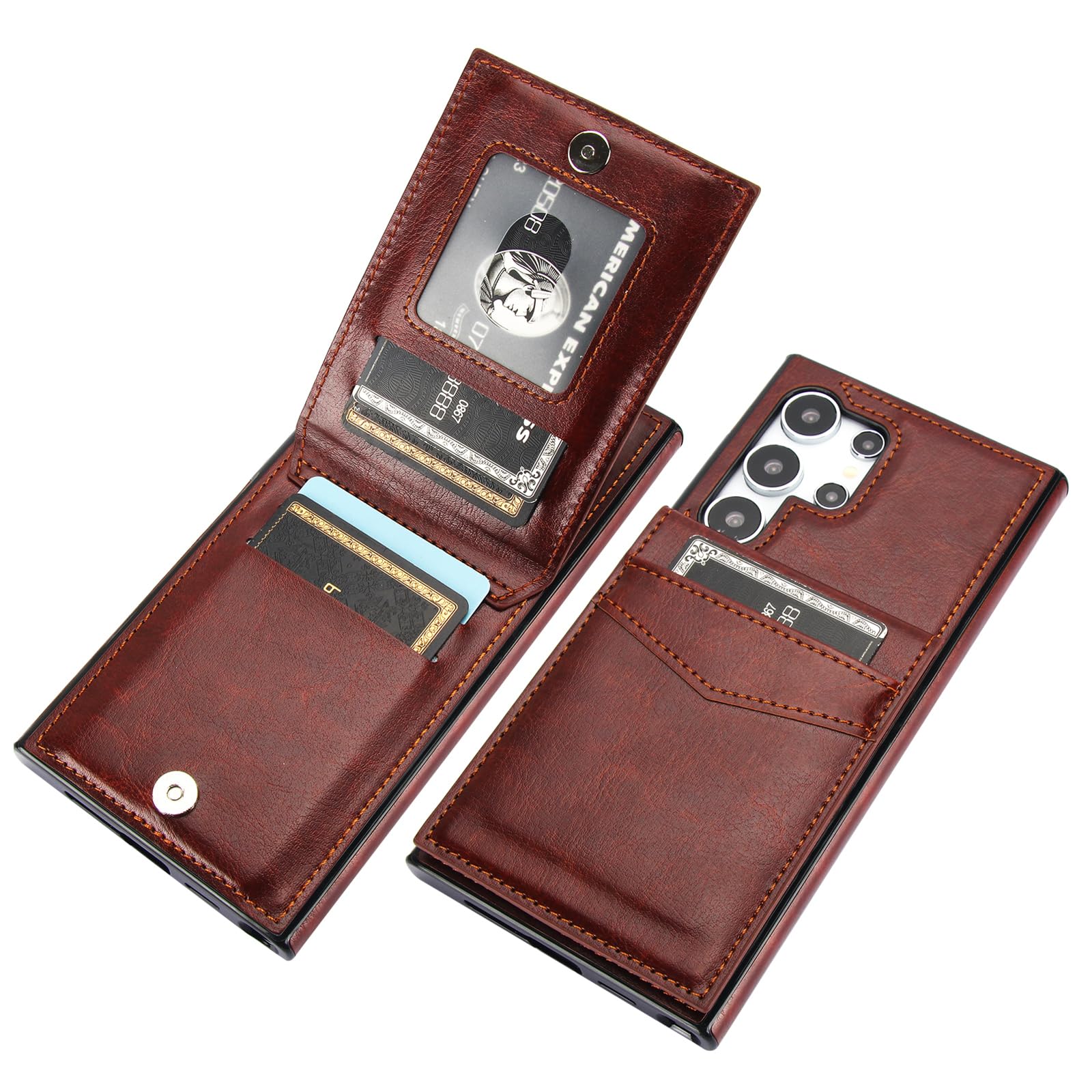 KIHUWEY for Samsung Galaxy S24 Ultra Case Wallet with Credit Card Holder, Flip Premium Leather Magnetic Clasp Kickstand Heavy Duty Protective Cover