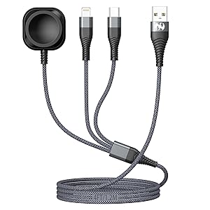 Apple Watch Charger Multi Charging Cable 4FT, Nylon Braided USB AM Port to Lightning Type C USB C Cord iWatch Magnetic Wireless Charger 3 in 1 Charging Wire for Apple iPhone Android Phone and iWatch