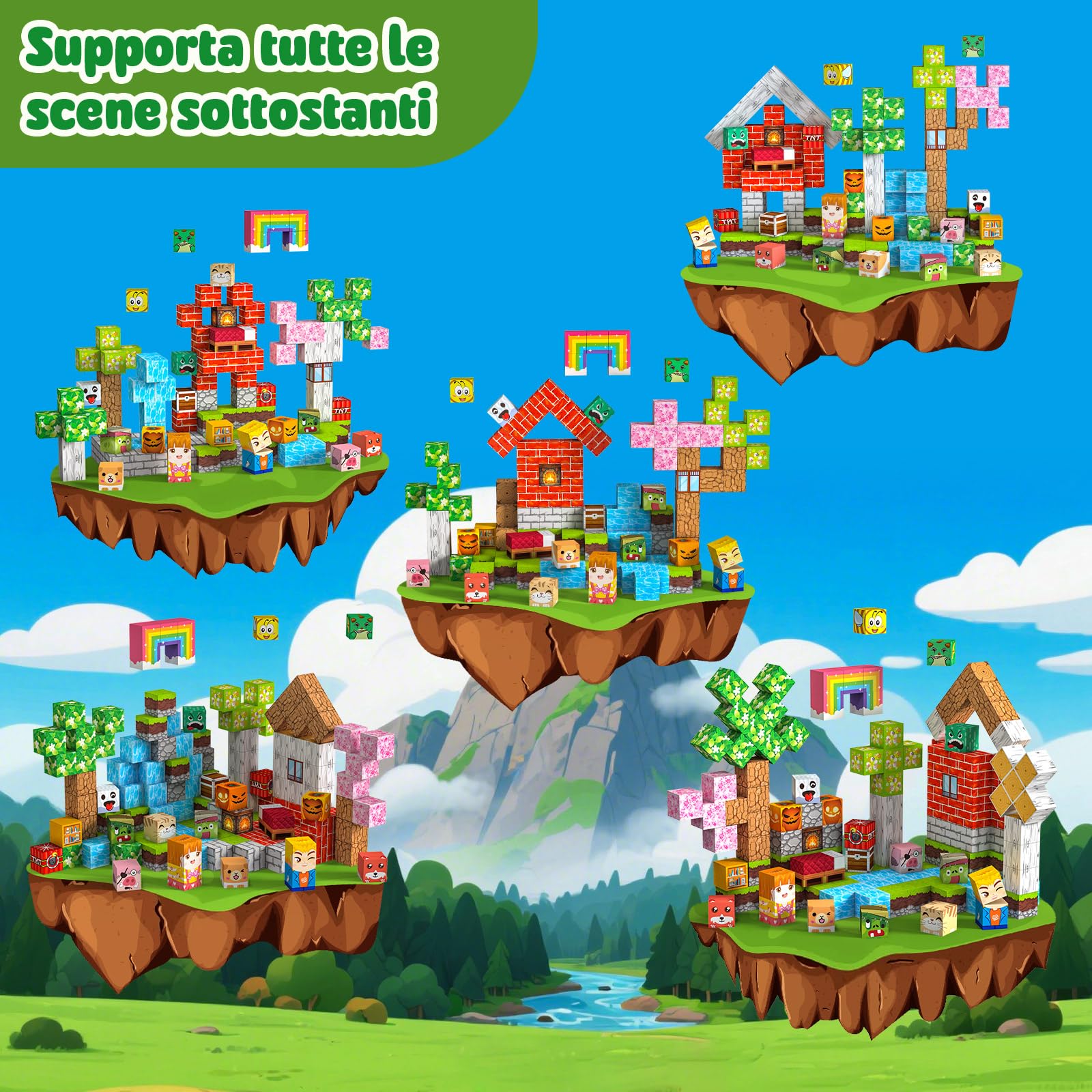 Costruzioni Magnetiche per Bambini 150 PCS 2CM 3+ Giochi Cubi Magnetici, Blocks Giocattoli Montessori a Partire da 3 4 5 6 7 8 9 10 11 12 Anni Regali di Compleanno per Ragazzi