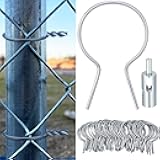 Hicarer 50 Pcs 4'' OD Twist Fence Ties Preformed 9 Gauge Galvanized Steel with Drill Chuck Pre-Cut Chain Link Fence Tools for Fixing Chain Link Mesh to Posts Farms Gardens (Silver)