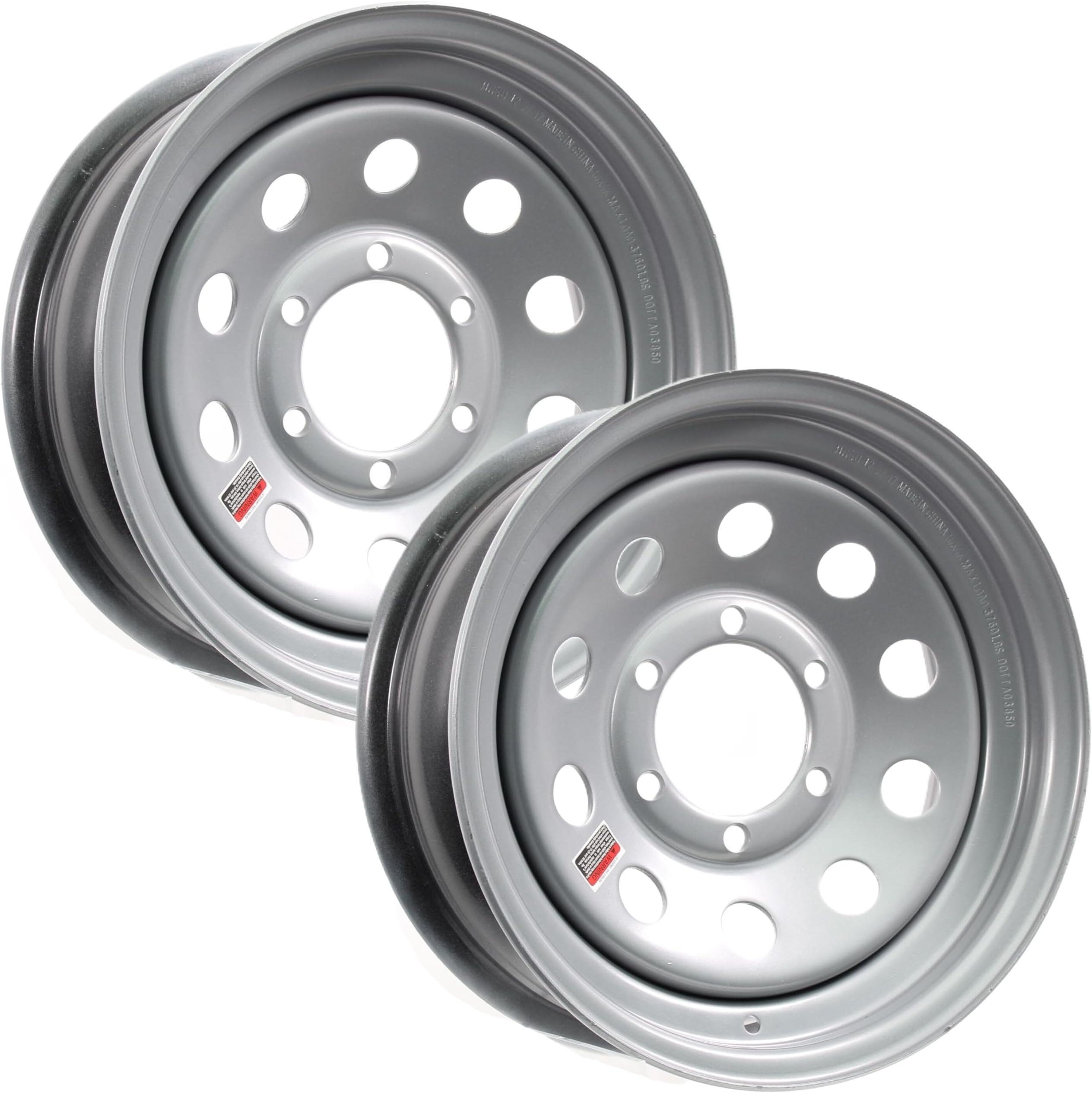 eCustomrim 2-Pack Trailer Wheel 15X6 15 Inch 6 Lug On 5.5 Inch Center Silver Grey Modular Rim