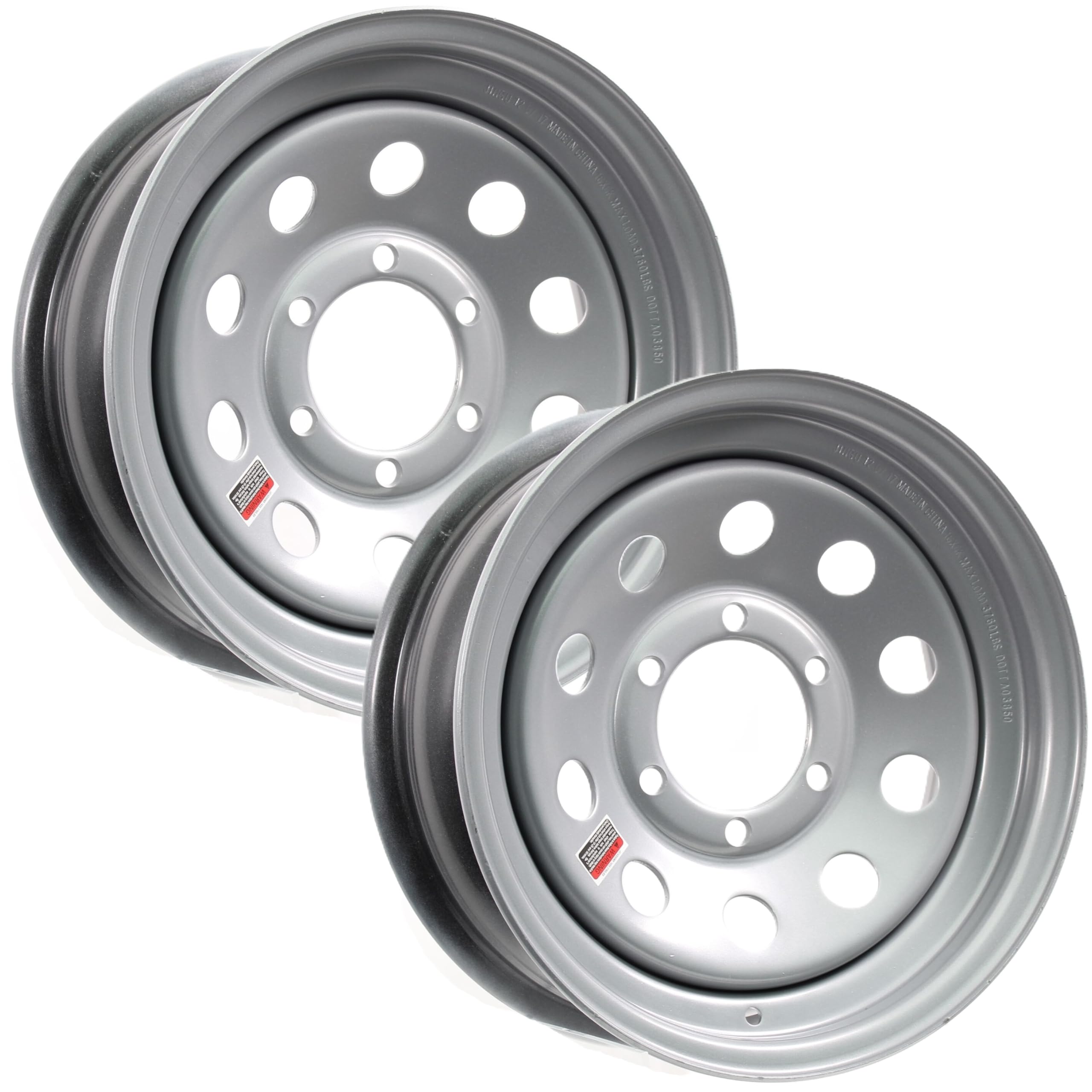 eCustomrim 2-Pack Trailer Rim Wheel 15X6 15 Inch 6 Lug On 5.5 Inch Center Silver Modular