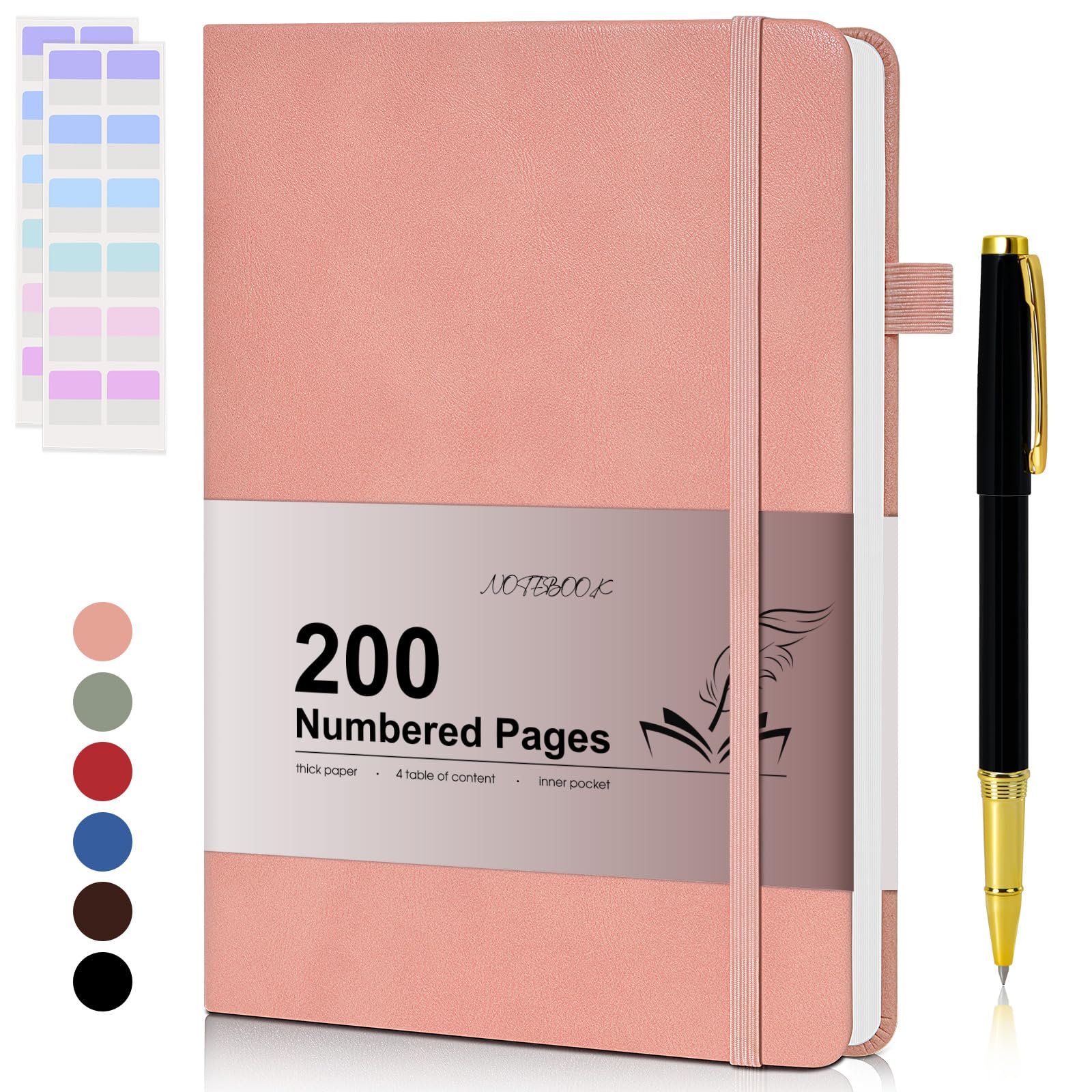 Carnet de notes A5 rose et journal ligné 200 pages pour le travail