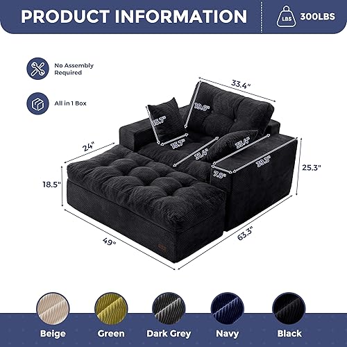 Miniatura 2 de MAXYOYO Sofá modular seccional, sillón tapizado con otomana, cómodo sofá con cojín en capas, silla tapizada para sala de estar, sin montaje, color