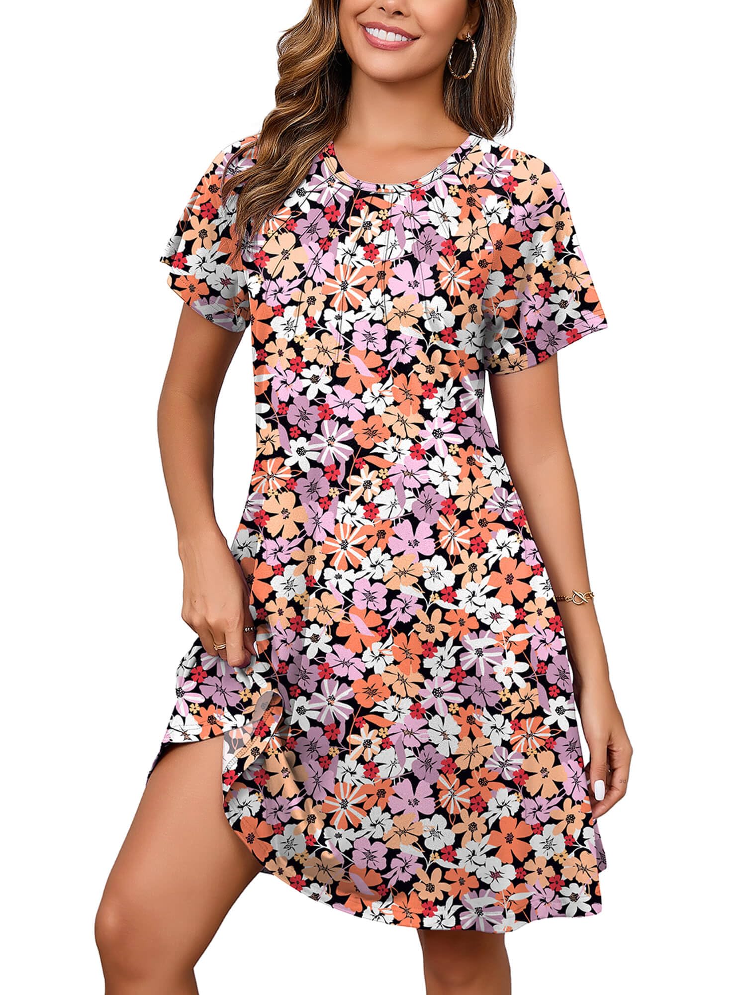 Heymoments Short Sleeve Crewneck Summer Dresses for Women