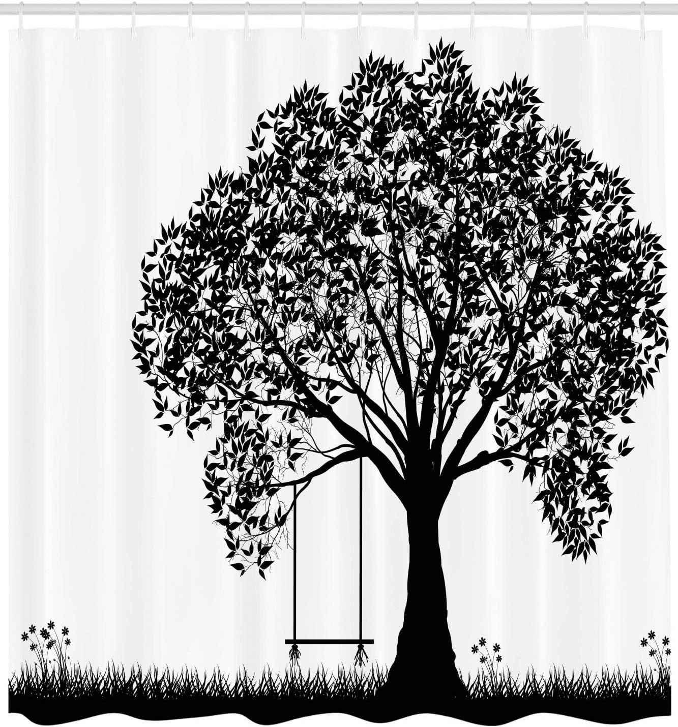 Ambesonne Tree Shower Curtain, A Tree Silhouette with a