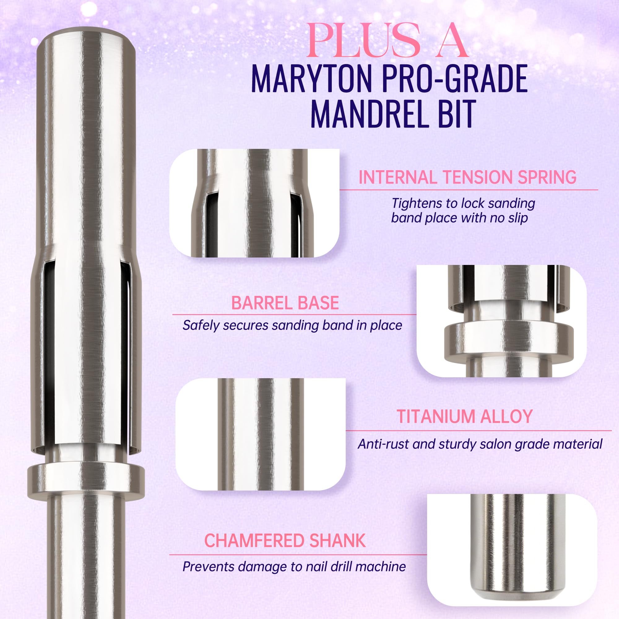 Maryton 250 mini bandas de lijado para taladro de uñas con broca de mandril, grano 100/150/240 grueso/medio/fino banda de lijado a granel para salones profesionales de manicura y pedicura
