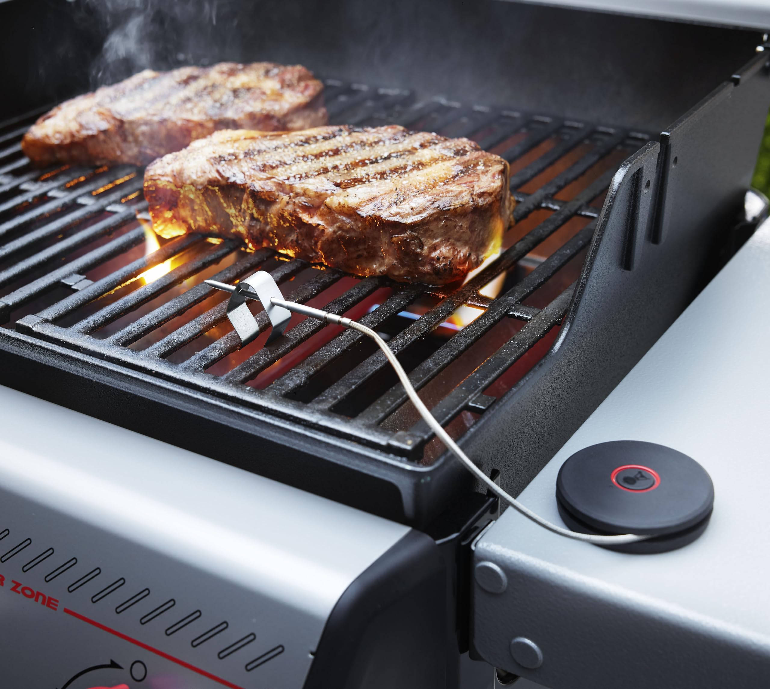Weber Smart Thermomètre avec sondes de Grille et de Viande/Mesure la température du Gril et à cœur pour Une Cuisson Parfaite – Noir (3400590)
