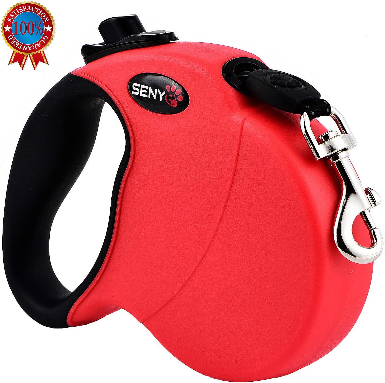senye Retractable Dog Leash, Tangle Free, One Button Break & Lock, Dog Walking Leash (Red)