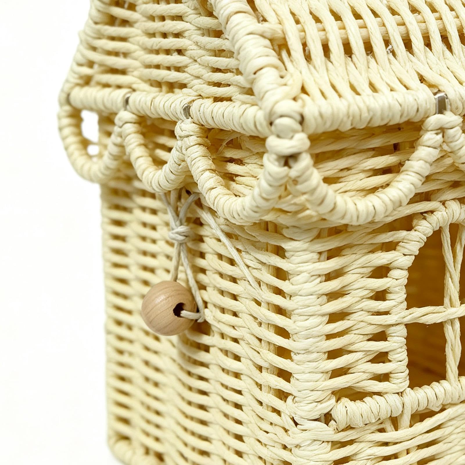 Cesto portaoggetti intrecciato a forma di casa con coperchio, ideale per casa, matrimonio, cucina, camera da letto, cameretta dei bambini e fattoria
