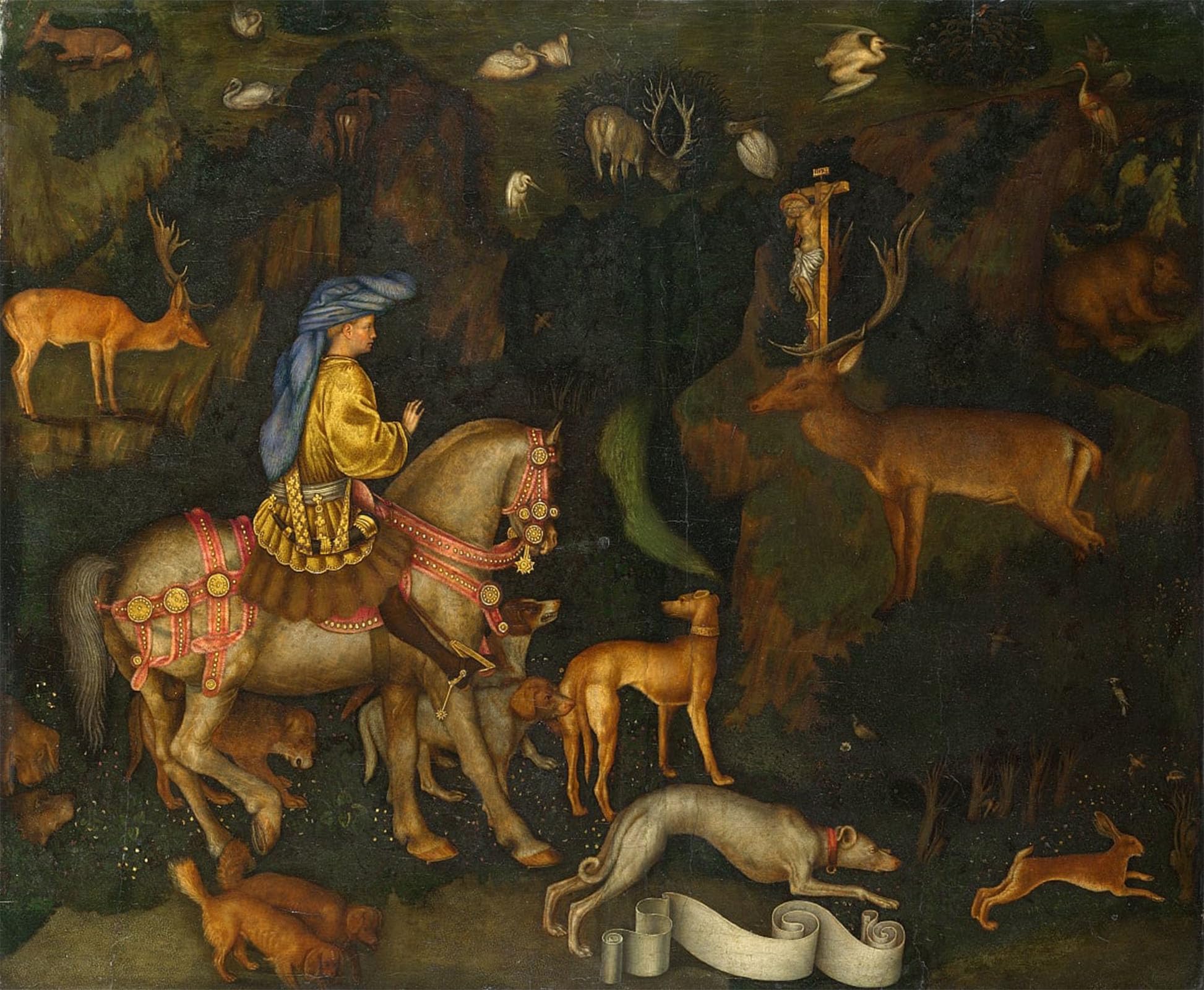 ARTXLXXBN Famous Prints Artwork Pictures Poster Painting Art the Vision of Saint Eustace by Antonio Pisanello Artwork Landscape Pictures for Home Decor 60x90cm