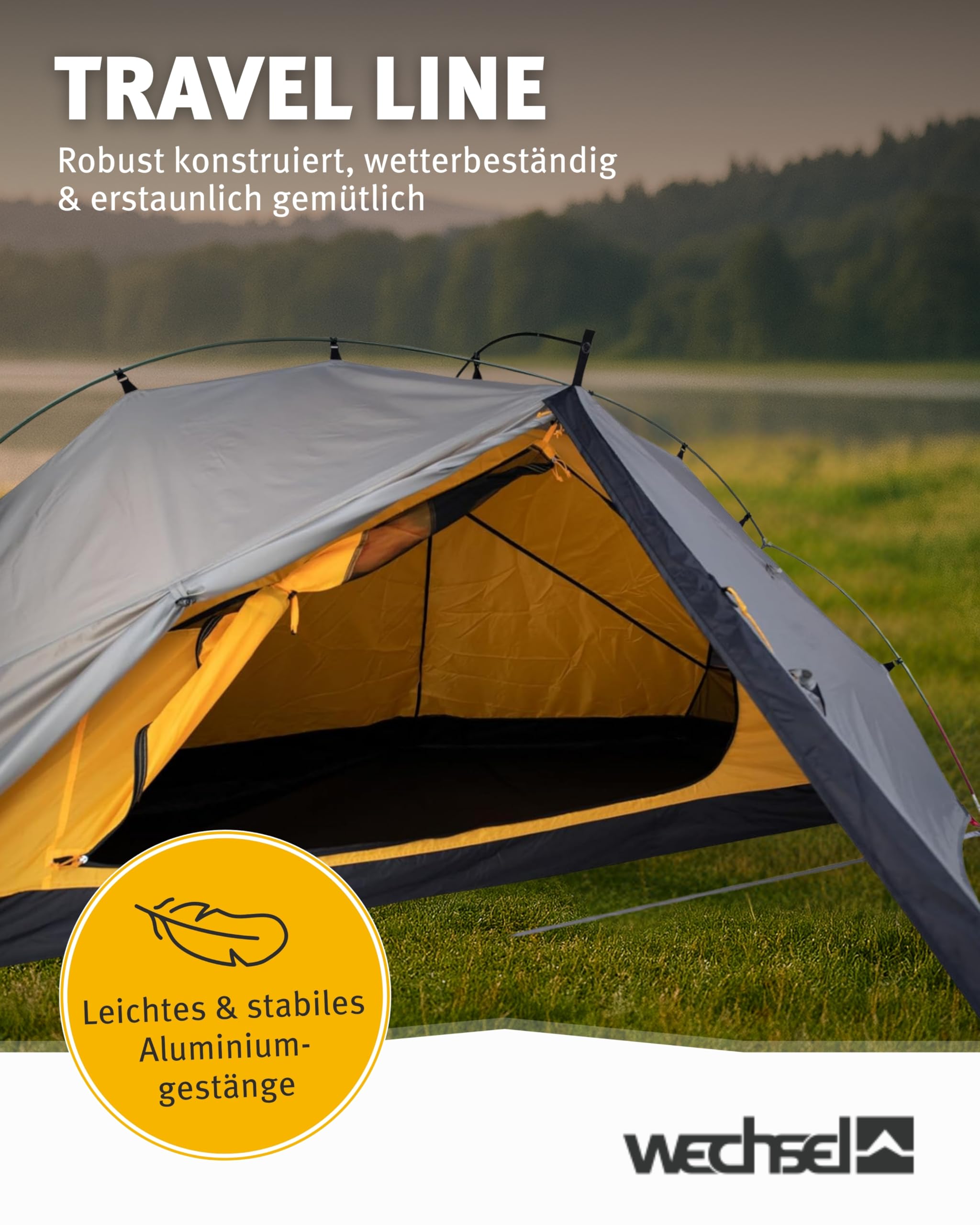 Wechsel Trekkingzelt Trailrunner I Leichtgewichtszelt für 1,5 Personen I schnell aufbaubares Hybridzelt I kompakt & transportabel I ideales Outdoor-Zelt für Camping, Wandern, Radreisen, Kanu & Kajak