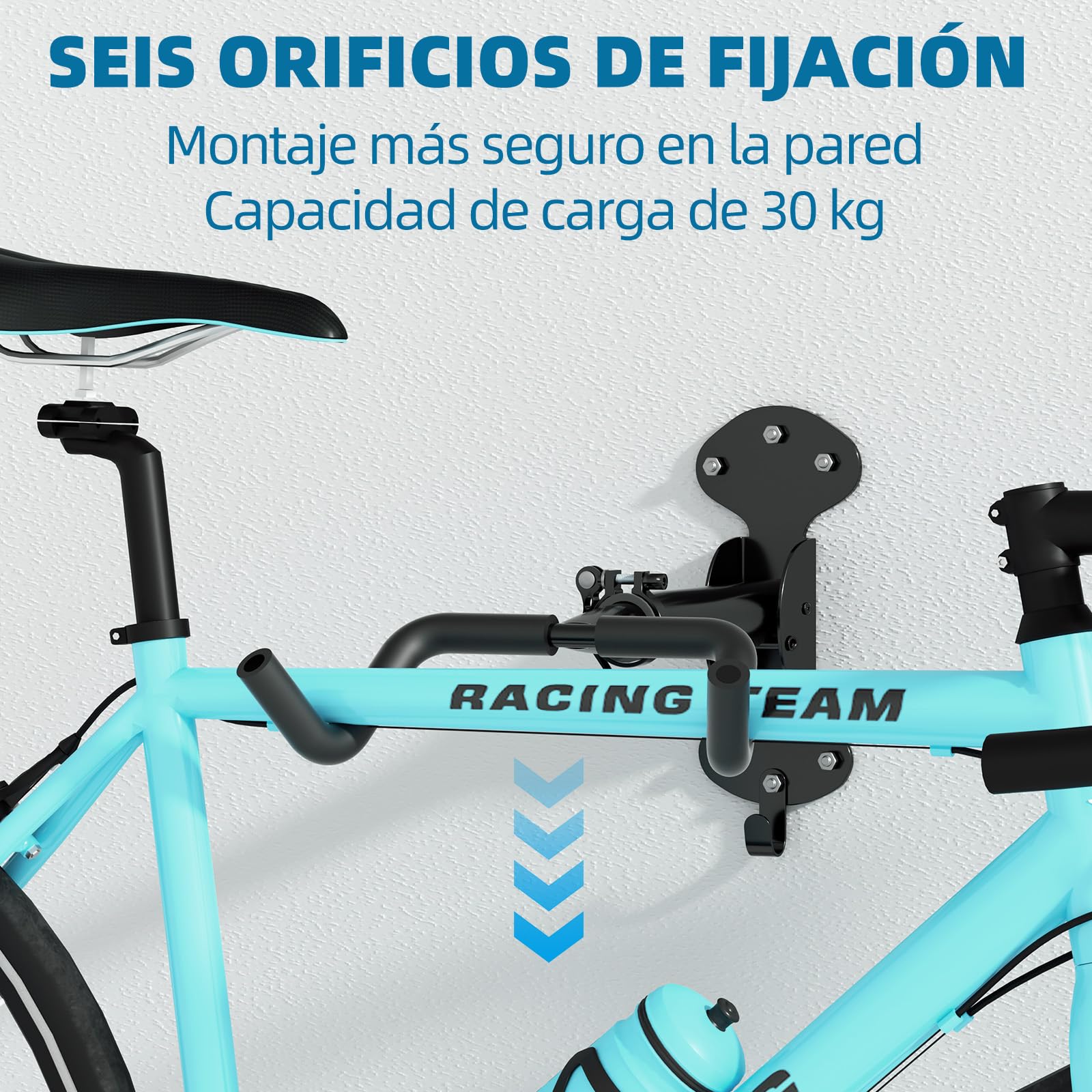 Urban Deco Soporte Bicicletas Pared Plegable Ajustable 30Kg 2 Unidades Colgador para Garaje Hogar