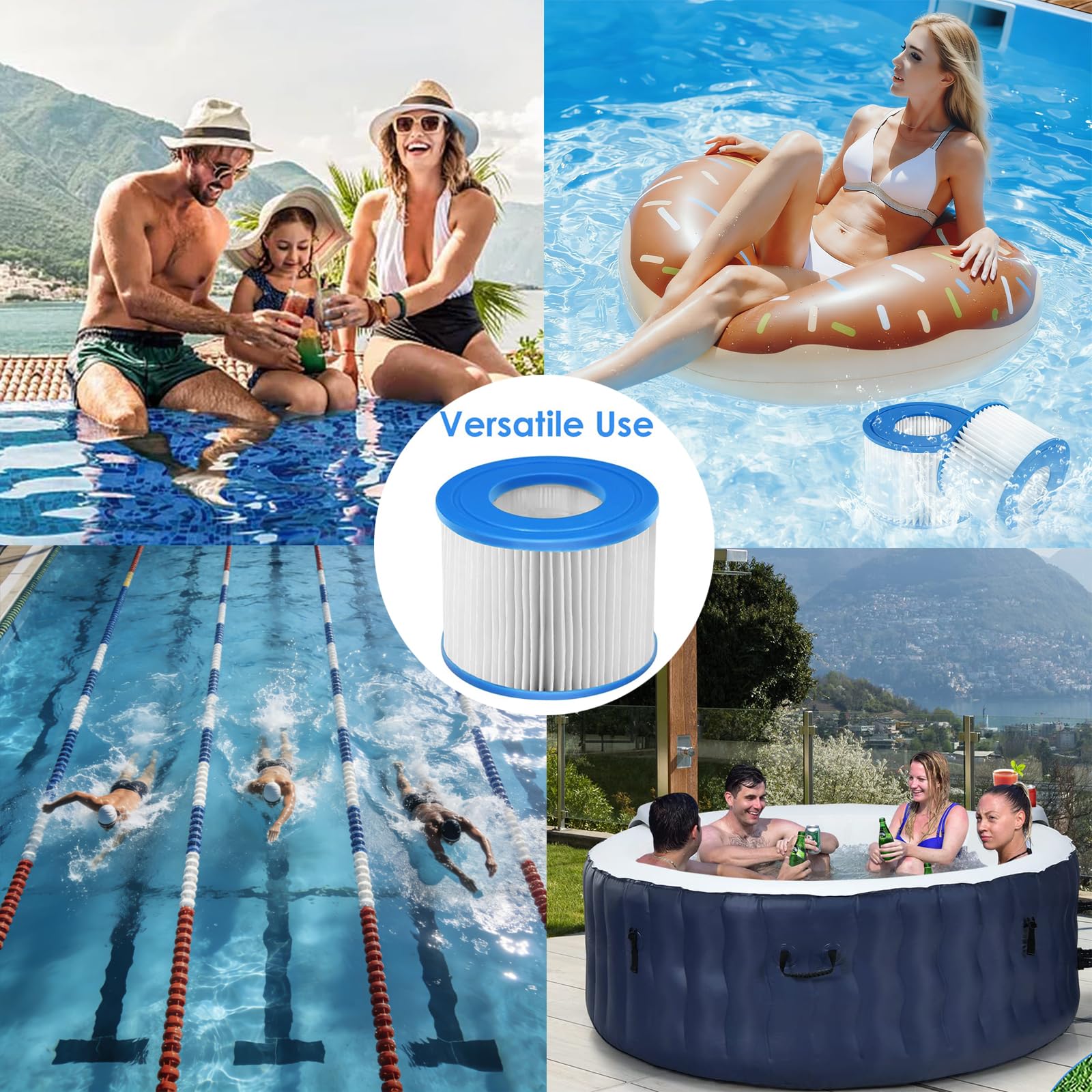 8 Piezas Cartucho de Filtro Piscina Tipo Vi Filtro de Repuesto para SPA Tipo Vi Cartuchos de Filtro 58383 Compatible con Lay-Z-SPA Miami Vegas Monaco Palm Springs