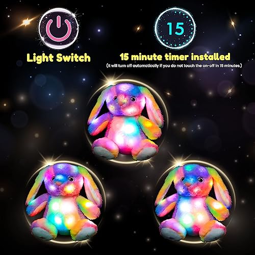 Miniatura 4 de Hopearl Conejito de peluche LED con iluminación colorida de conejo de peluche, luces nocturnas que brillan en la oscuridad, festival de cumpleaños