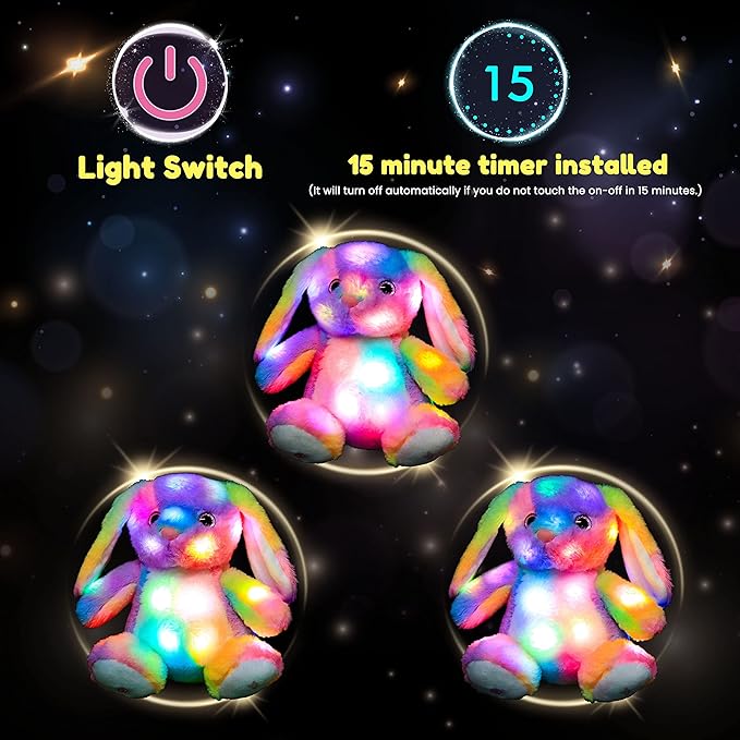 Conejo de Peluche LED Colorido que Brilla en la Oscuridad miniatura 5