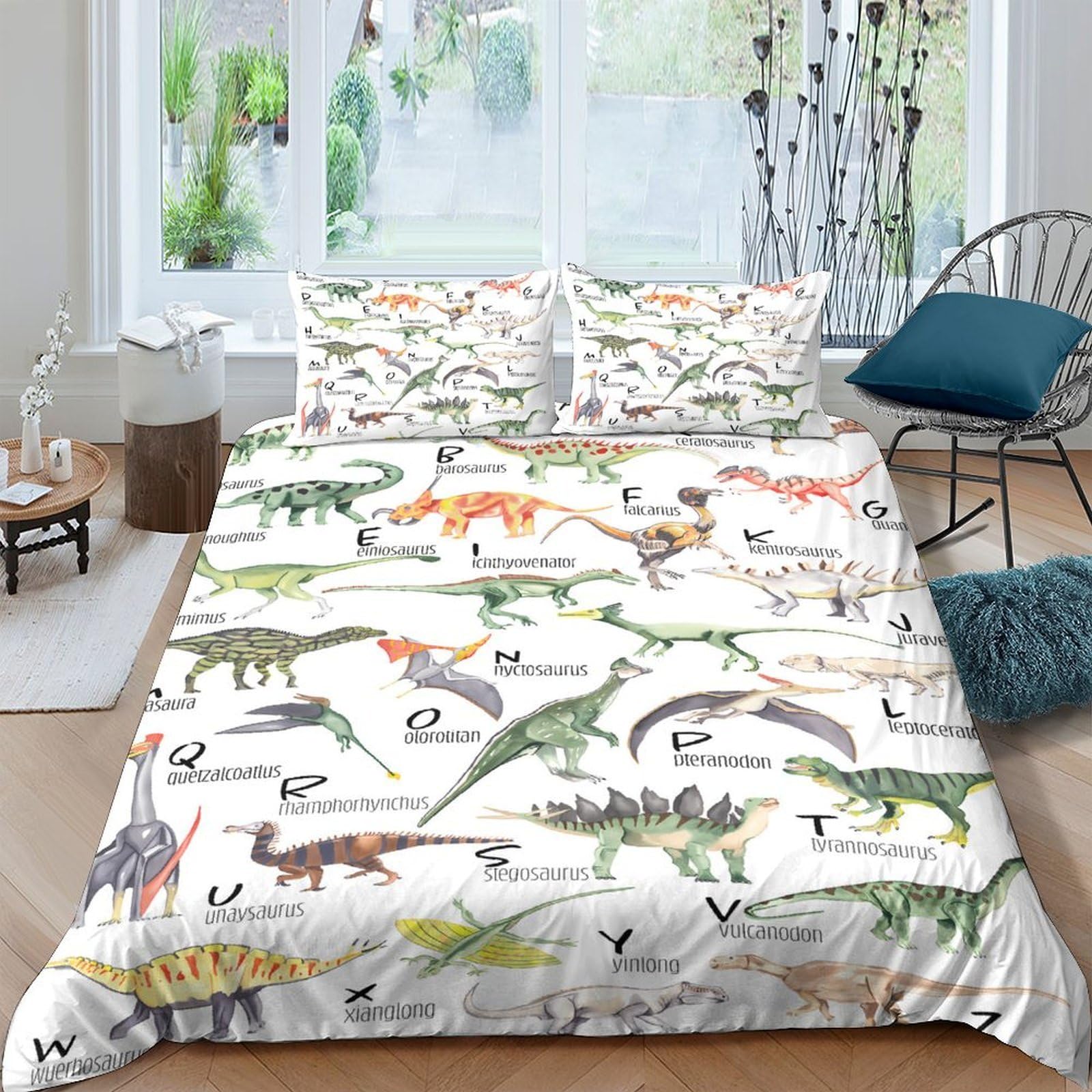 Ctjqhvkz Style-2 3D Printed Dinosaur Jungle Fitted Sheet Microfiber Soft Breathable Prehistoric Bed Cover For Bedroom Guest Room Decor Single（135X200cm）