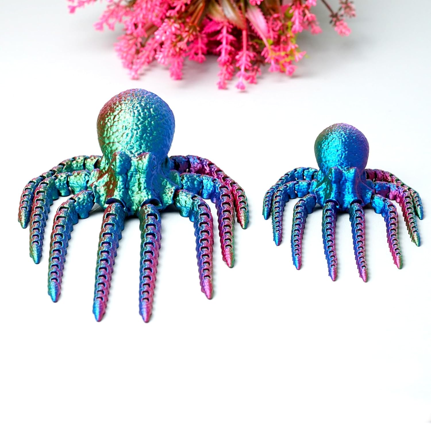 2pcs 3D Printed octopus Model,Flexible Realistic Articulated Animal Fidget Toys,Mystery Figurines Gifts for Easter,Executive Desk Funny Décor and Festival Collectible,Easter Basket Stuffers (RGB)