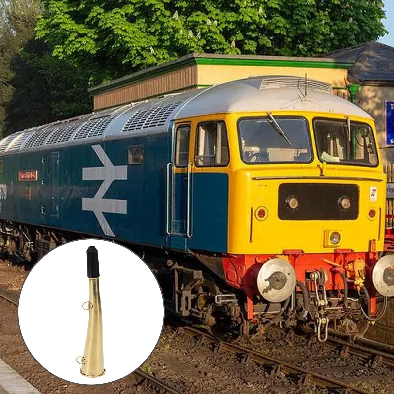 Kupfernes Eisenbahnhorn Stierhorn Signalhupe für Gleissignale Lautes Robustes Straßenhorn mit Einfachem Bedienkonzept Eisenbahnzubehör für Erwachsene