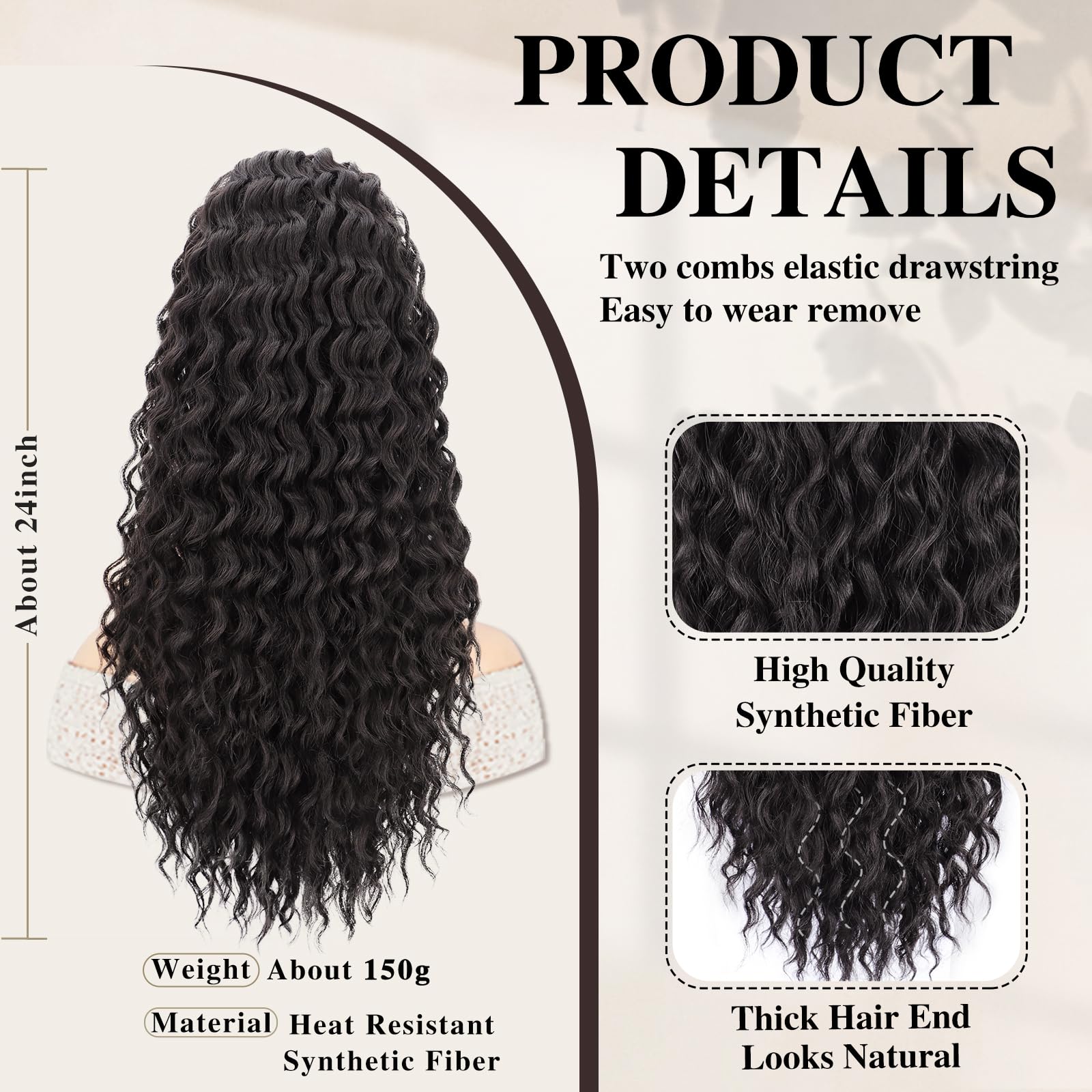 FREEMEIGE Curly Synthetic Ponytail Hair Extension for Black Women