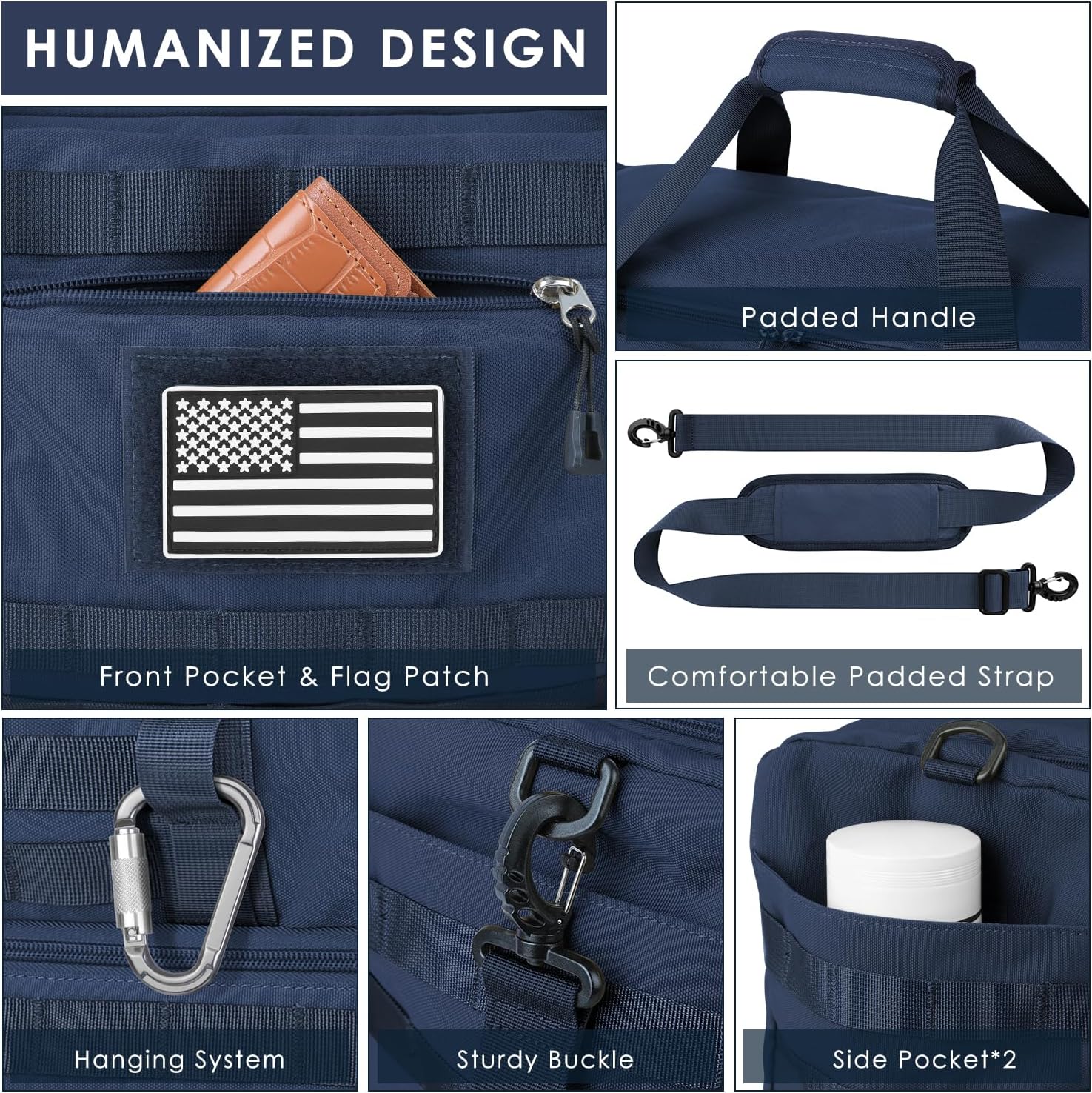 ETRONIK Travel Bag for Men Women, Gym Bag & Tactical Duffle Bags for Travel, Carry on with Toiletry Bag and Shoe Compartment, Weekender Overnight Trip with Wet Pocket for Workout Medical, Blue - Image 3