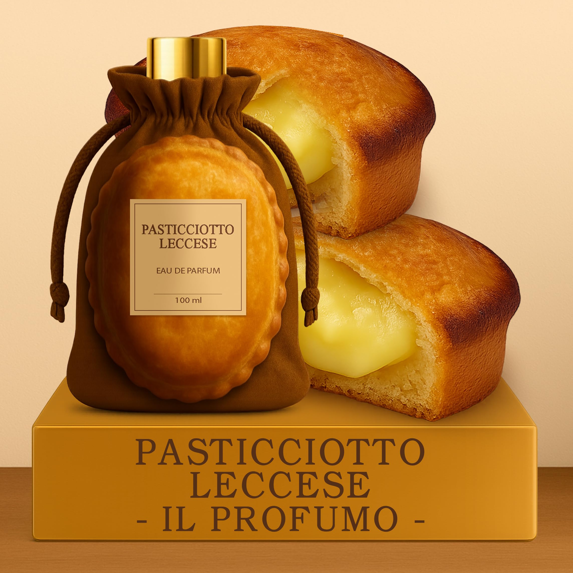 Profumo Pasticciotto Leccese - 100ml - Gold Edition - Unisex, Fragranza Gourmand, Edizione Limitata, Made in Italy, Persistenza Intensa