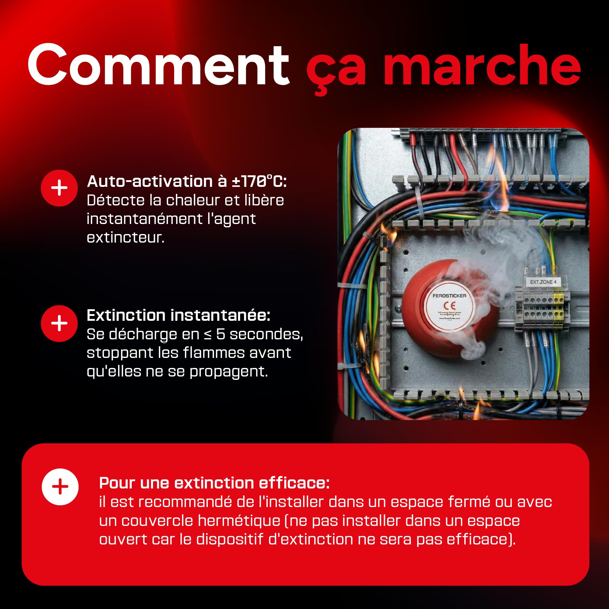 Petit Extincteur Automatique (1 Pièce) | Pour tableaux électriques, fusibles, batteries lithium, onduleurs, véhicules, bateaux et compartiments techniques.
