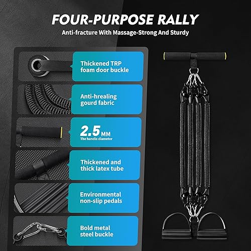 Miniatura 6 de Juego de bandas de resistencia ajustables para pedales, equipo de gimnasio en casa para entrenamiento de cuerpo completo, bandas de ejercicio