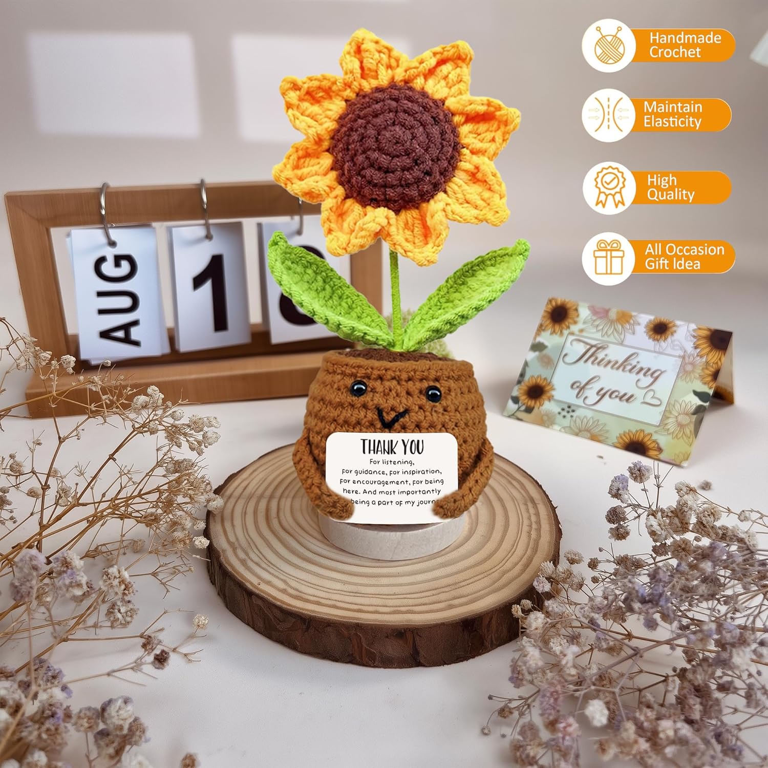 Gossby Gift Basket for Women - Happy Birthday Gift Set for Her, Mom, Sister, Friend, Coworker, Teacher - Get Well Soon, Appreciation, Thinking of You Sunflower Package - Thank You for Listening - Image 2