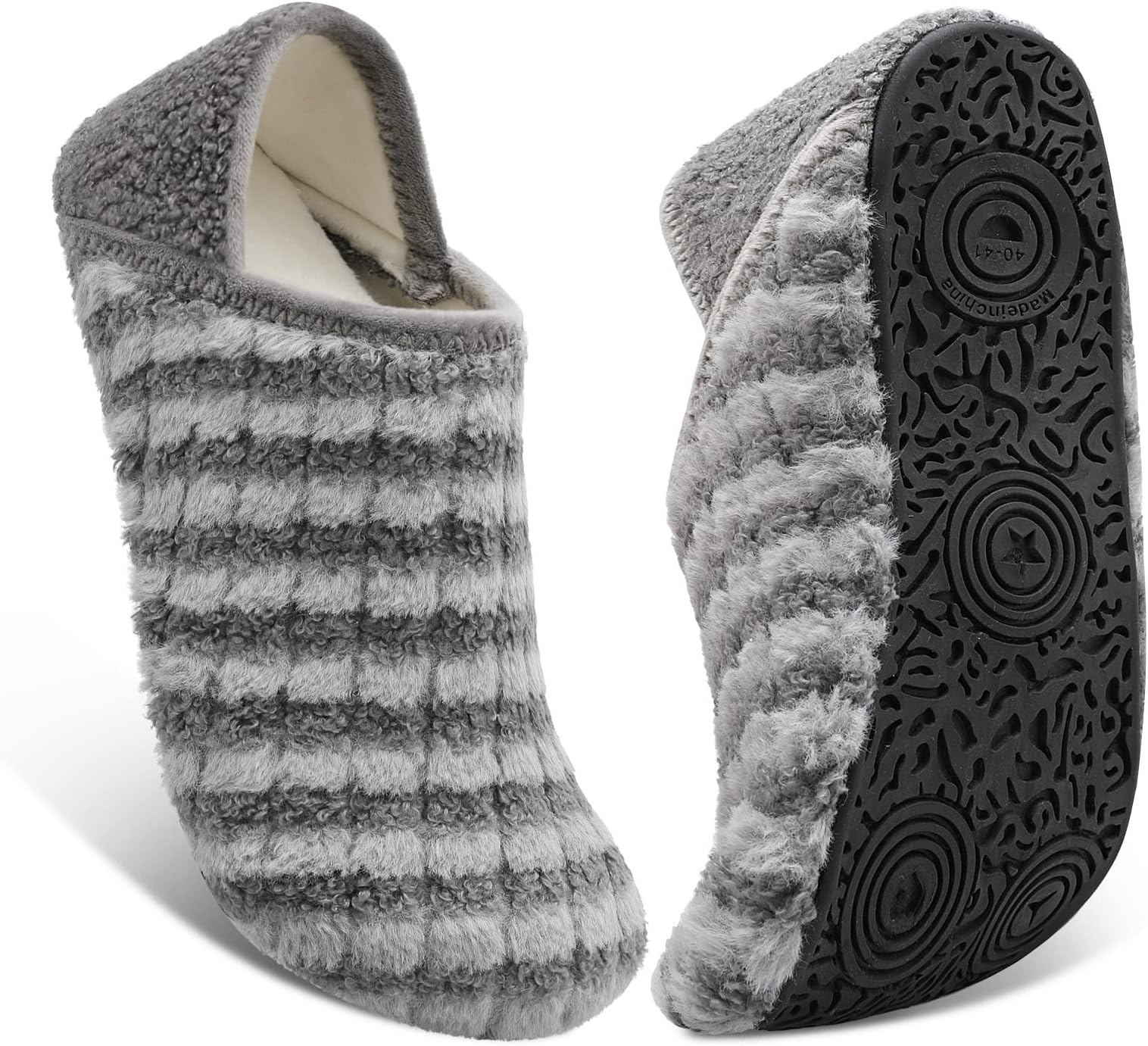 Fires Womens Mens Slippers with Rubber Sole Soft-Lightweight House Slipper Socks Around House Shoes Non Slip Indoor/Outdoor