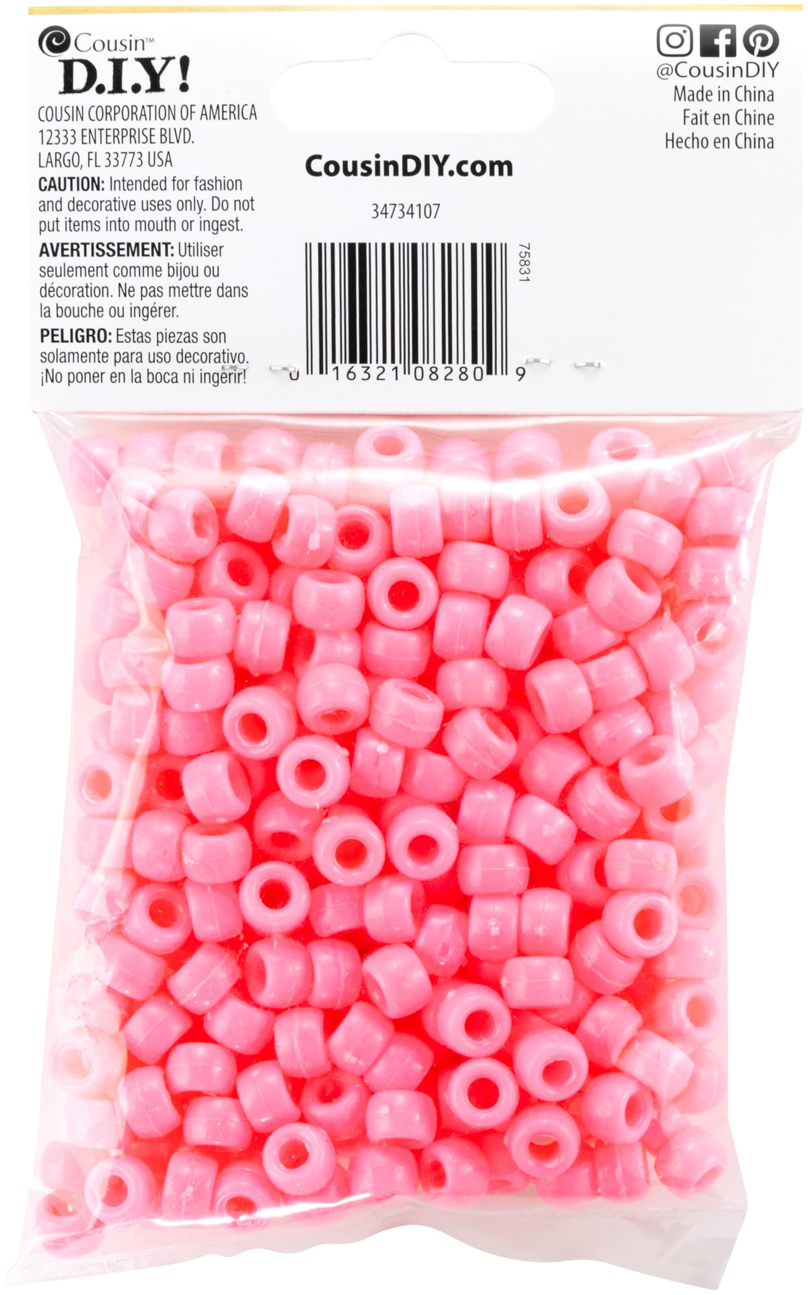 Cousin Fun Packs 250-Piece Pink Pony Beads