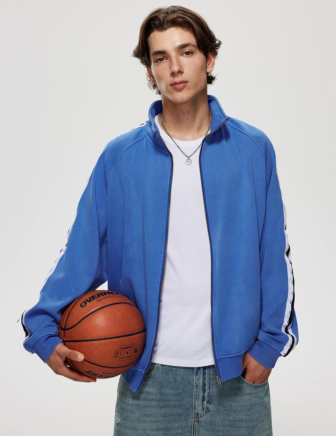 Iwing Mens Womens Zip Up Jackets Sweatshirt Fleece Acid Wash Loose Jacket Double Striped Cotton Zipper Sweatshirts 2026
