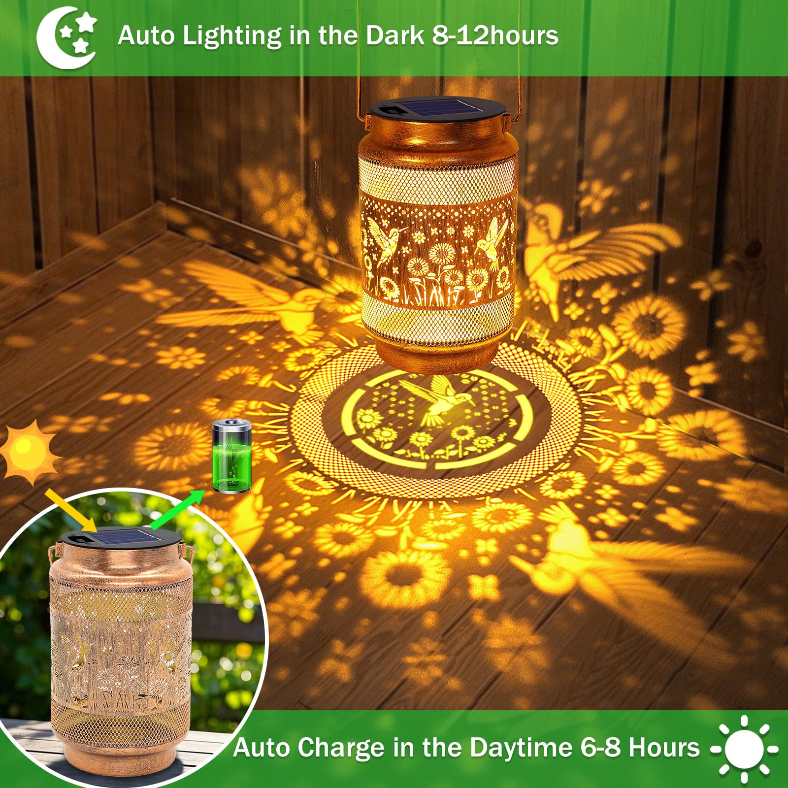 Cadeaux D'anniversaire Pour Femme, Lanterne Solaire En Forme De Colibri, Décoration De Jardin, Décoration De Jardin, Cadeau Pour Maman, Grand-mère, Lumières Suspendues Pour Terrasse, Pelouse, Cour