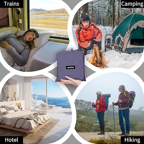 Miniatura 7 de JAICOM Saco de dormir ultraligero  Sábanas de viaje para hotel, portátil, cómodo y de secado rápido, saco de dormir para adultos para camping,