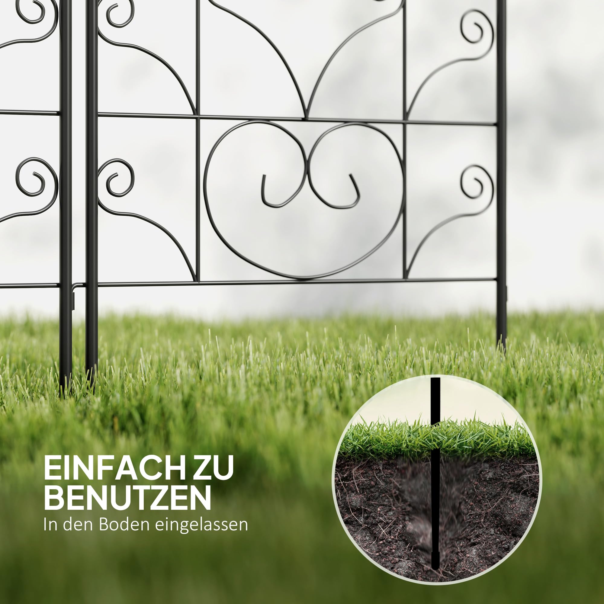 Outsunny Rankgitter Metall 2er Set zum Stecken Rostfrei 50x120 cm Schwarz | Rankhilfe mit Vogeldesign für Kletterpflanzen, Spalier für Zimmerpflanzen, Pflanzenspalier für Tomaten Blumen