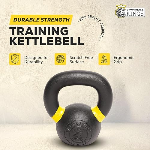 Miniatura 8 de Kettlebell Kings Pesas rusas con recubrimiento en polvo de 4 a 105.8 lbs | Pesas de mano Equipo de gimnasio y juegos de entrenamiento de fuerza para