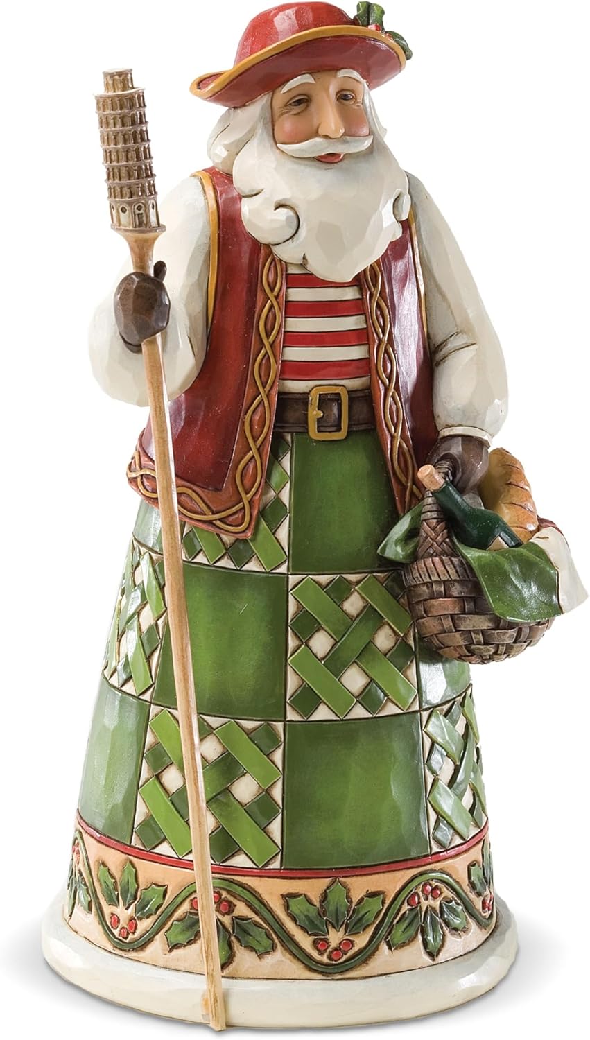 Enesco Jim Shore Heartwood Creek Christmas Around The World Italian Santa Figurine, 6.875 Inch, Multicolor
