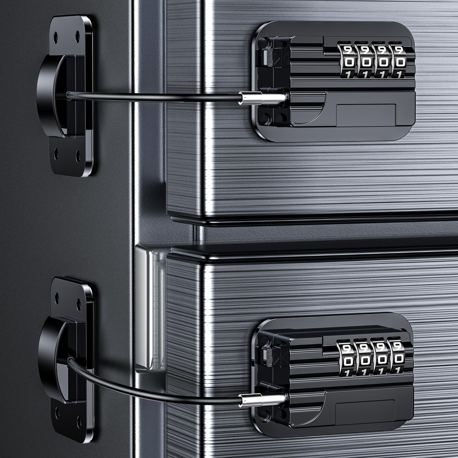 Lucchetto per Frigorifero con Combinazione, Chiusura Frigorifero Blocca Migliorata per Bambini Adulti, Blocca Porta Frigorifero per Frigo Armadi Porte Finestre Guardaroba (2 pezzo - Nero)