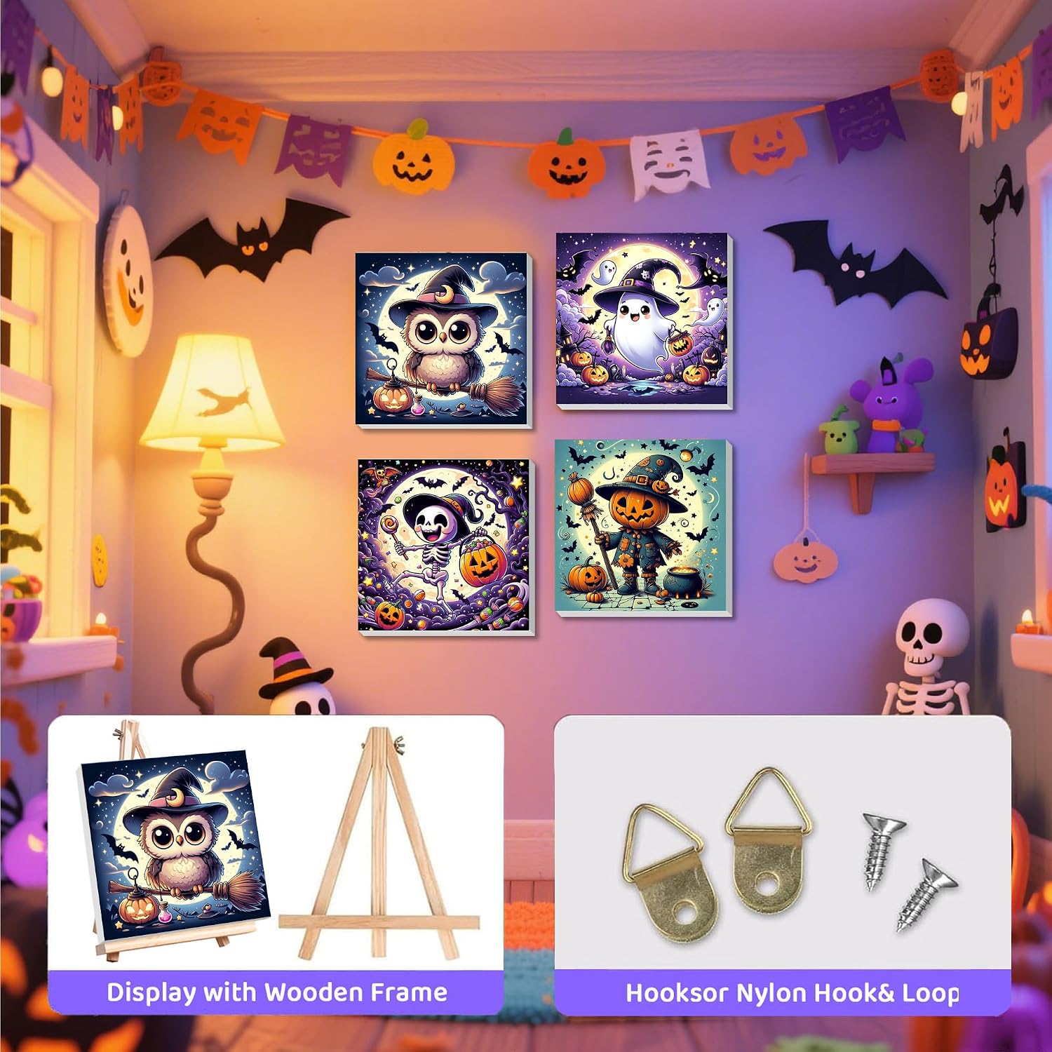 Halloween Paint Number Kids Wooden Frame