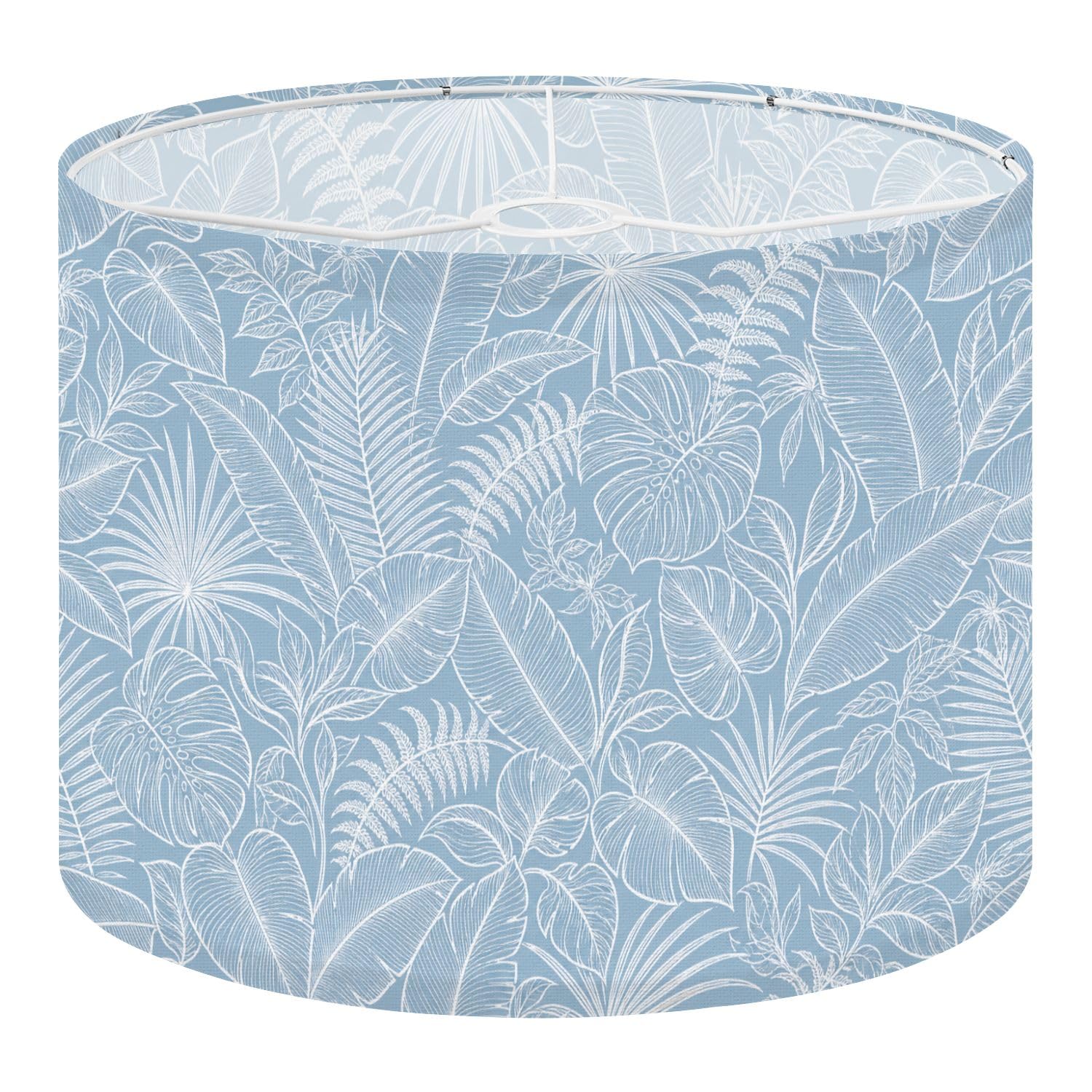 Deruinvaio Multi1 2Pcs 13In Lampshade Lamp Shade Elegant White Tropical Leaf Pastel Blue For Ceiling Light, Table Lamp Floor Lamp Easy Assembly Replacement Light Shade