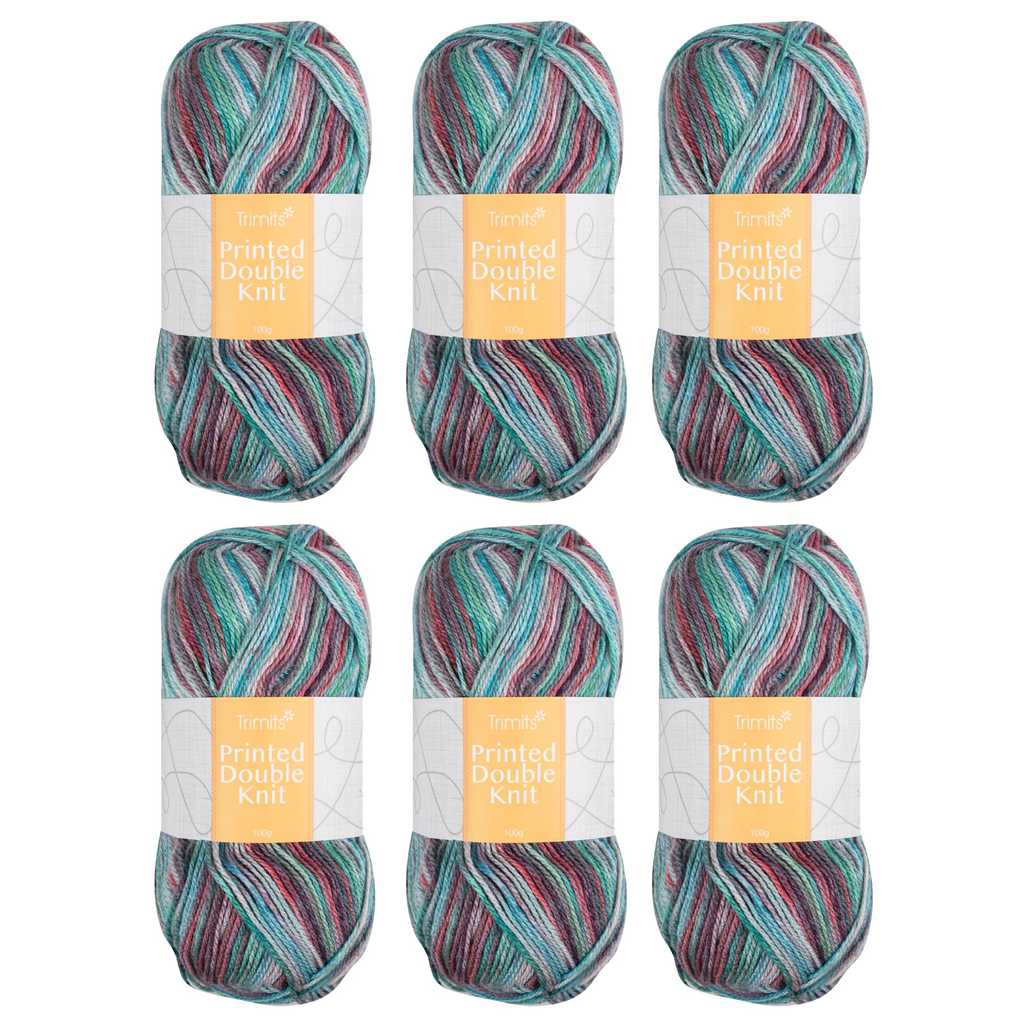 B&Q -  Double Knit Dk Yarn Multicolour Acrylic Knitting & Crochet Wool 6 X 100G Soft Touch Machine Washable Oeko-Tex Certified