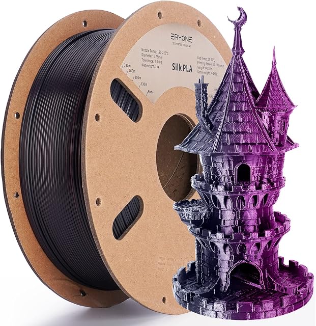 ERYONE Silk Dual Color Filament PLA 3D Printer 1.75mm, +/-0.03mm, Coextrusion Filament PLA Shiny Filament 1kg(2.2lbs), Black&Rose