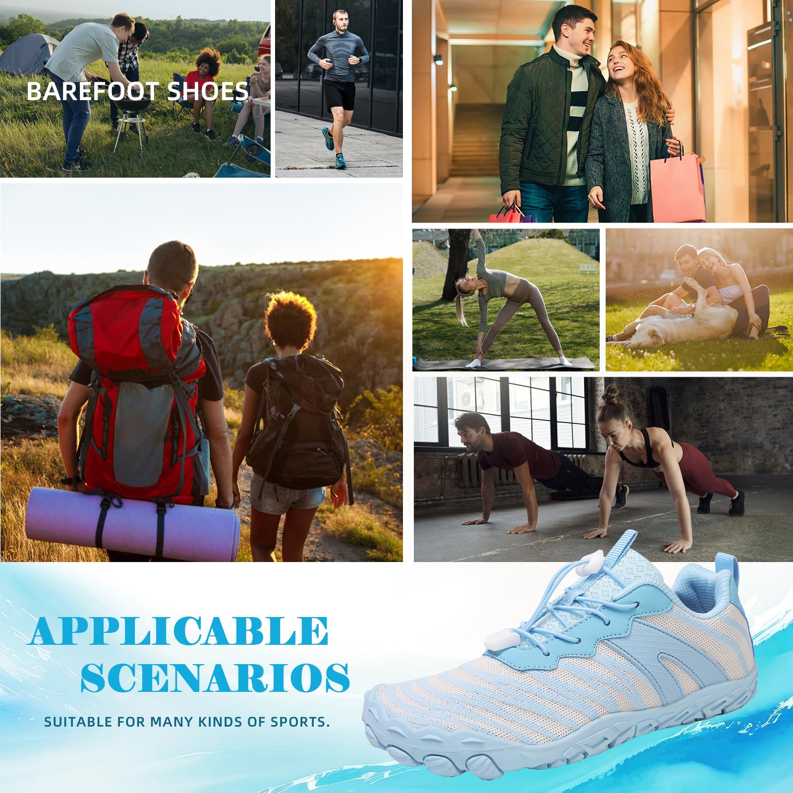 Barefoot Shoes Minimalistas Sneakers Hombre Mujer Transpirable Ligeras Puntera Ancha Zapatos Descalzos para Trail Running Deportes Casual Fitness