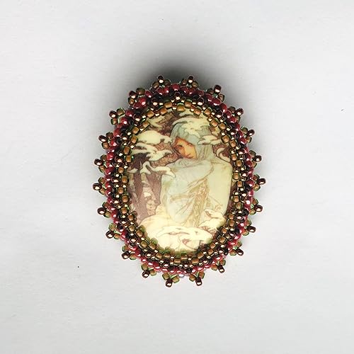 Miniatura 2 de Broche de camafeo victoriano OOAK Invierno Señora de boda Damas de honor Pin Bead tejido Damas de estilo