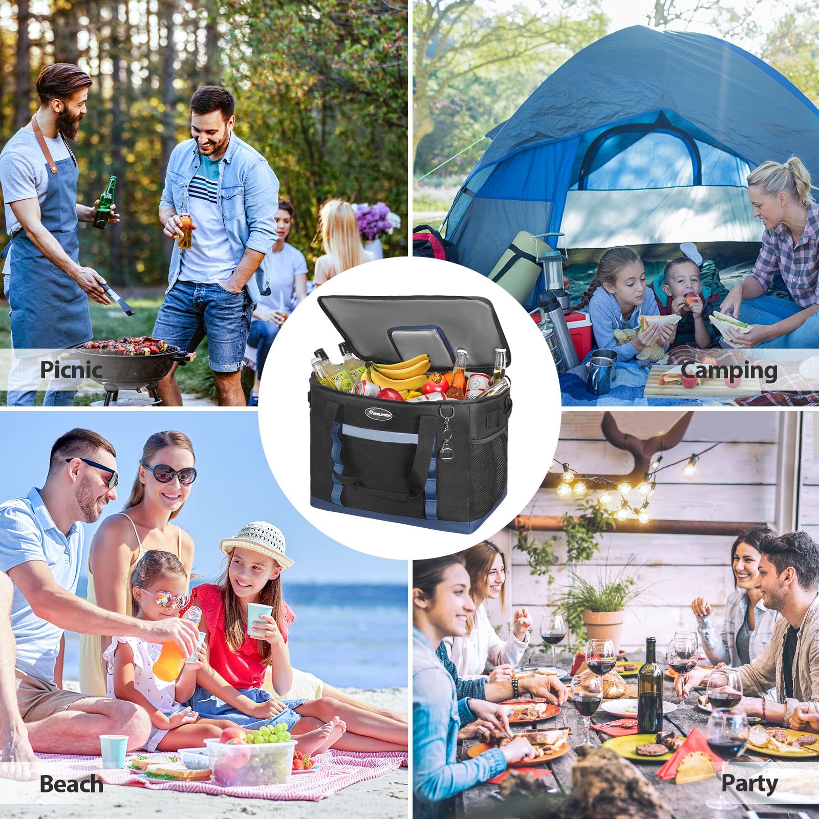 Maelstrom Ice Hollow - Borsa frigo pieghevole con lati morbidi, 60/75 lattine, extra large, isolata, a prova di perdite, portatile, per la spesa, il campeggio, il tailgating e i viaggi su strada