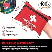 Vista 6 de Protect Life Kit de primeros auxilios, kit de primeros auxilios de viaje para automóvil, 100 piezas compacto de preparación para emergencias, kit